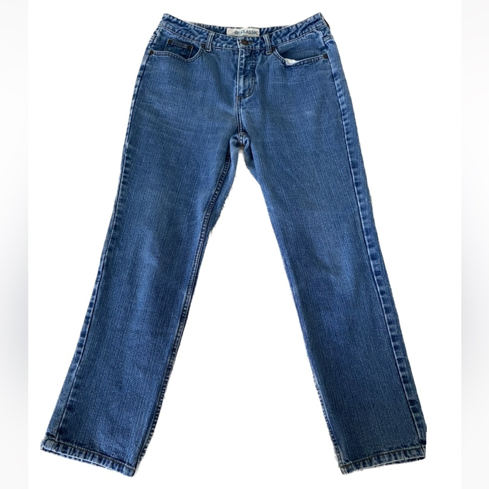 thrifted straight blue jeans